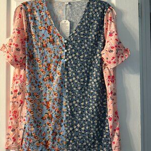 Schein multi color flowered cold shoulder top size L and XL